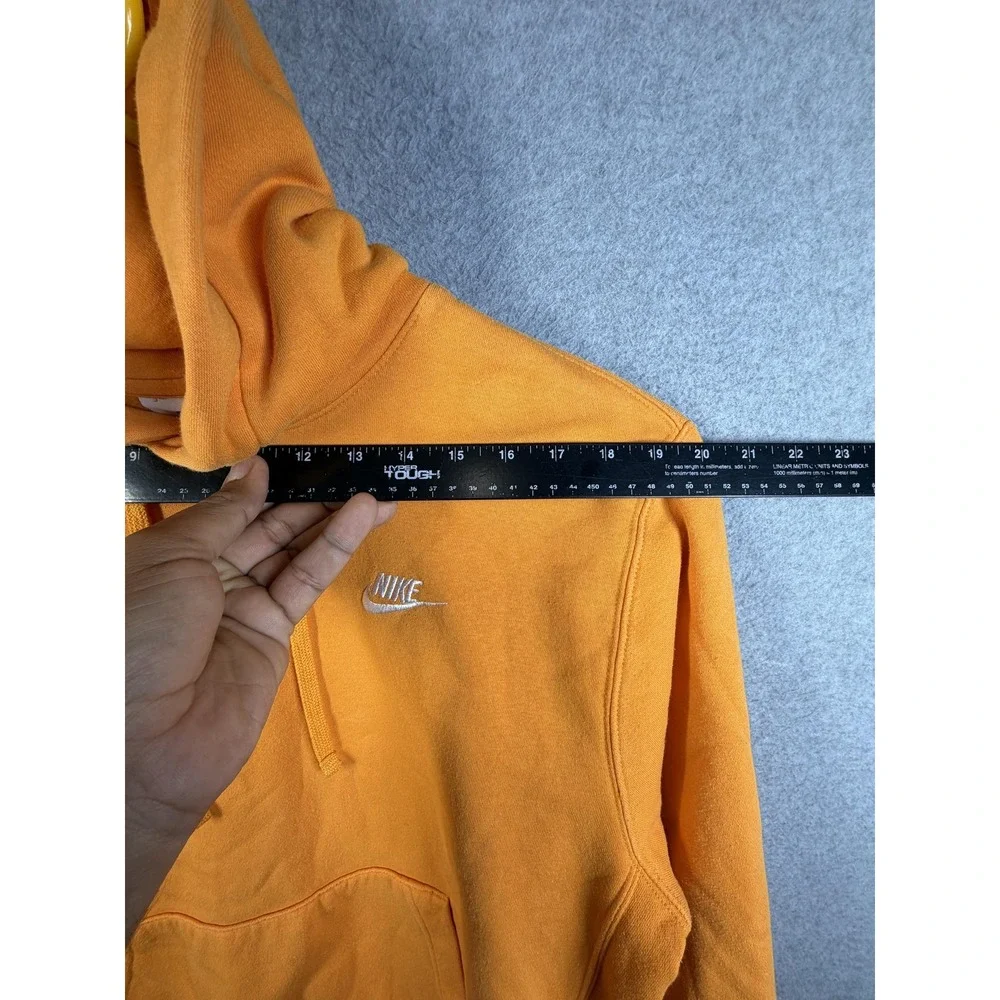 Nike Hoodie Mens Medium Orange Pullover Fleece Kangaroo Pocket Swoosh Logo Top